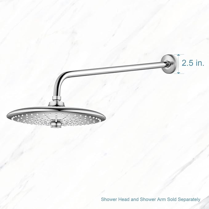 OFFO Shower Arm with Flange, 24 in Wall Mount Replacement Angle Shower Head Arm Wall-Mounted For Fixed Shower Head & Handheld Showerhead, Chrome