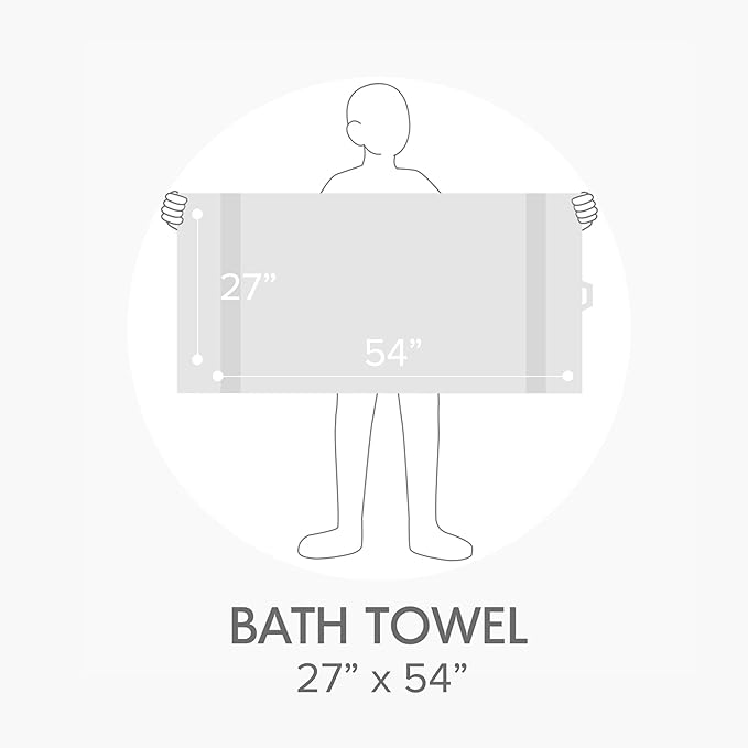 Comfort Spaces Turkish Bath Towel Set of 4 Piece 27x54 Medium 100% Cotton Towels Highly Absorbent Soft Quick Dry Shower for Bathroom Spa Light Grey