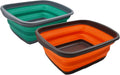SAMMART 10L (2.6 Gallons) Set of 2 Collapsible Tub - Foldable Dish Tub - Portable Washing Basin - Space Saving Plastic Washtub (Bluish-Green & Orange)