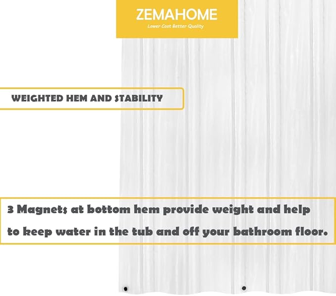 10 Pack PEVA Plastic Shower Curtain Liner Premium Light Weight 72" x 72" Clear Bathroom Shower Showroom Curtain Liner with Rustproof Metal Gromments and Weighted Magnet