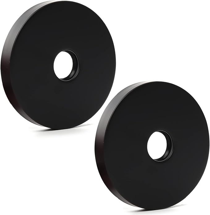 4 Inch Shower Arm Flange Oversized Plumbing Cover Plates, Universal Extra Large Replacement Escutcheon Cover Plate for Covering Gaps, Holes, Fits All Standard 1/2" Pipes, Matte Black(2 PACK)