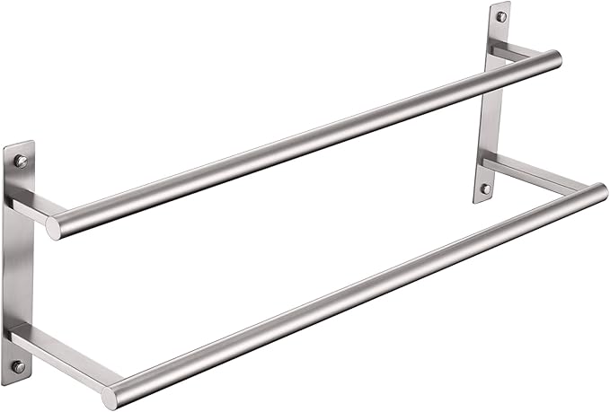 KOKOSIRI 20 Inch Bath Towel Bars Double Towel Racks Bathroom Towel Holder Towel Storage Towel Shelves Wall Mount Stainless Steel Brushed Nickel B5010BR-L20