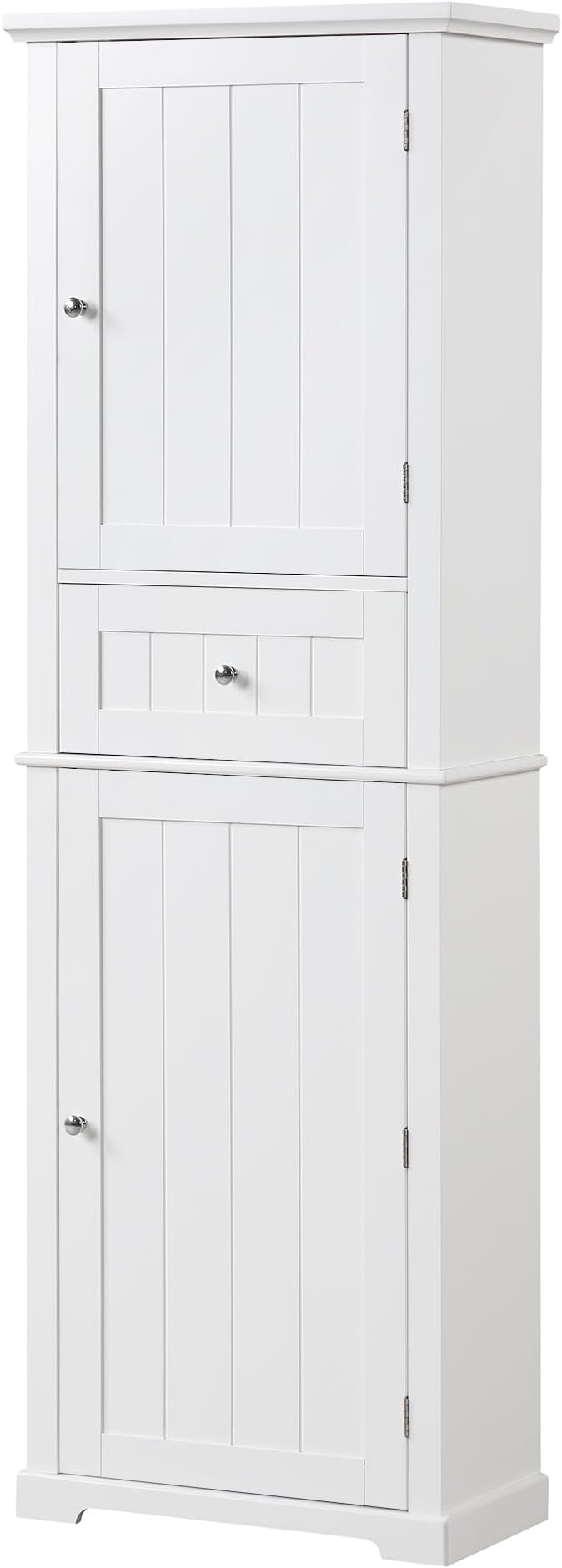 Favfurish Tall Bathroom Storage Cabinet with Doors and Drawer,Modern Linen Cabinets w/Adjustable Shelf & Anti-Toppling Device,Freestanding Narrow Cabinet for Bathrooms,Living Room, Entryway,White