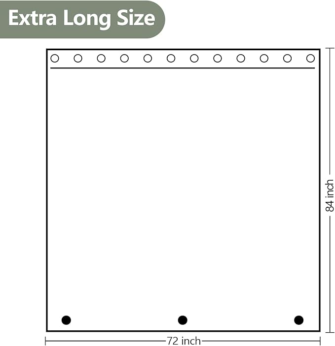 Waterproof Fabric Shower Curtain Liner with 3 Weighted Magnets, 72 x 84 inch Extra Long Green Cloth Shower Liner Machine Washable, Hotel Quality Lightweight Tall Shower Curtain for Bathroom