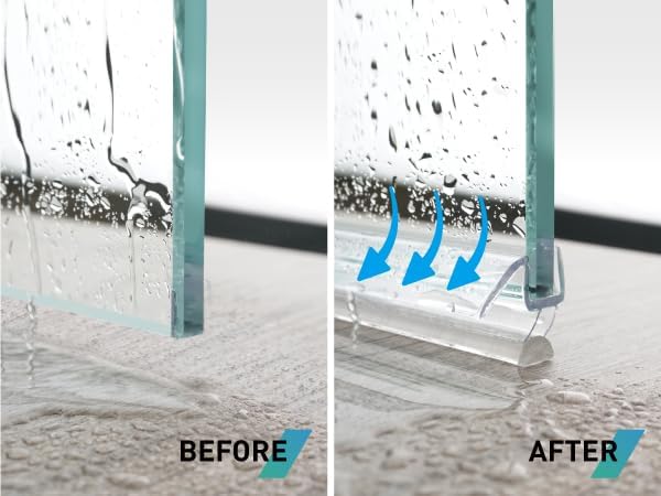 Shower Door Bottom Seal, 2 PCS 1/2"" x 36"" Shower Door Sweep for 1/2 Inch Glass, Frameless Glass Shower Door Seal Strip - Stop Shower Leaks and Create a Water Barrier, Clear