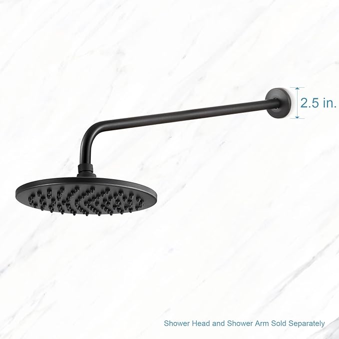 OFFO Shower Arm with Flange, 24 in Oil Rubbed Bronze Wall Mount Replacement Angle Shower Head Arm Wall-Mounted For Fixed Shower Head & Handheld Showerhead