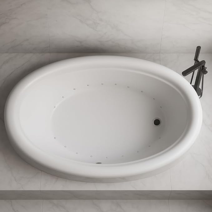 Carver Tubs - DJO5839 - Whrilpool Bathtub With Heated Jetted Air - 58"L x 39"W x 18.5"H - White Oval Acrylic Tub - End Drain