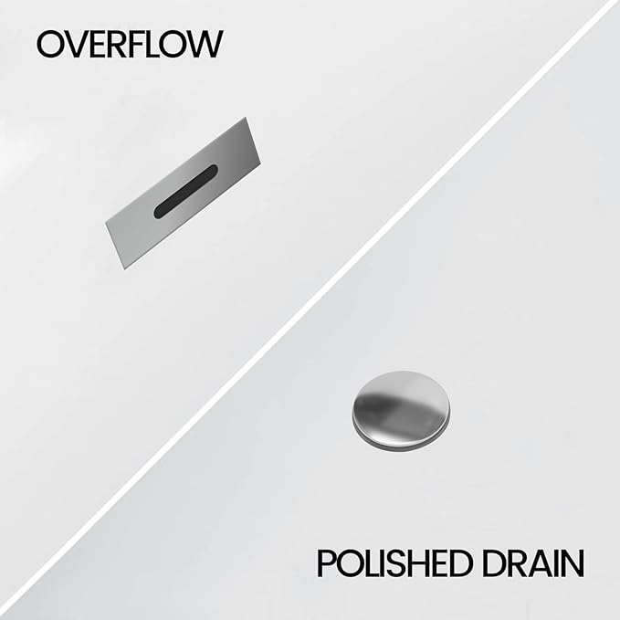 59" Freestanding Bathtub, Acrylic Soaking Tub, Chrome Overflow & Drain, Easy Installation for Modern Bathroom, White