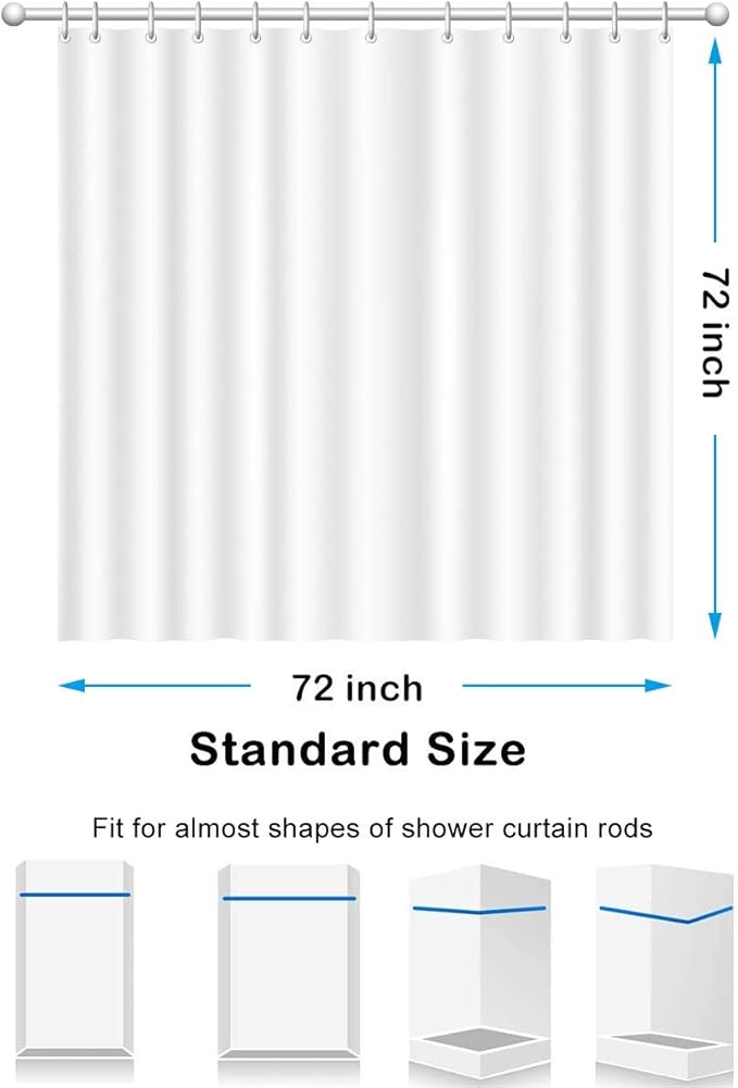 Stall Shower Curtain Liner 72 x 72 inch Plastic Shower Liner Washable Inside Shower Curtain Liner PEVA Shower Curtains for Bathroom with Magnets and Rustproof Metal Grommet Holes