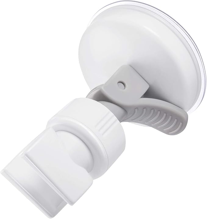 Zhehao Adjustable Shower Head Holder, Removable Suction Cup Shower Head Holder, No Drill Wall Mounted Suction Bracket with Chrome Polished for Marble Glass Metal Ceramic(2,Grey Wrench)
