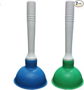 Coralpearl Drain Plunger, Small Hand Force Plumber Helper, Little 4 inch Cup Clog Remover, Tiny Rubber Unclogger in 9" Short Handle for Kitchen Sink, Bathroom Toilet, Shower Bath Tub (Blue + Green)