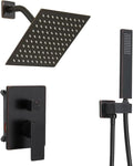 Oil Rubbed Bronze rain Shower Faucet Set Shower System 8 Inches Square Shower Head with Handheld, Waterfall Showerhead, All Metal Shower Faucet Trim Repair Kits (Contain Shower Valve)