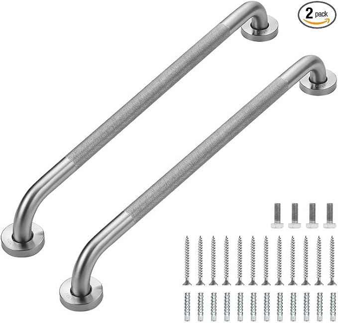 Grab Bars for Shower, 2 Pack 24-Inch Anti Slip Shower Handles for Elderly, Safety Shower Grab Bar, Stainless Steel Handicap Grab Bars for Bathroom,Toilet (Brushed Nickel, 1" Diameter)