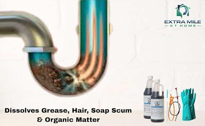 Ultimate Drain Rescue Kit, 2 Pack 32 oz Drain Opener with Cleaning Tools and Protective Gloves