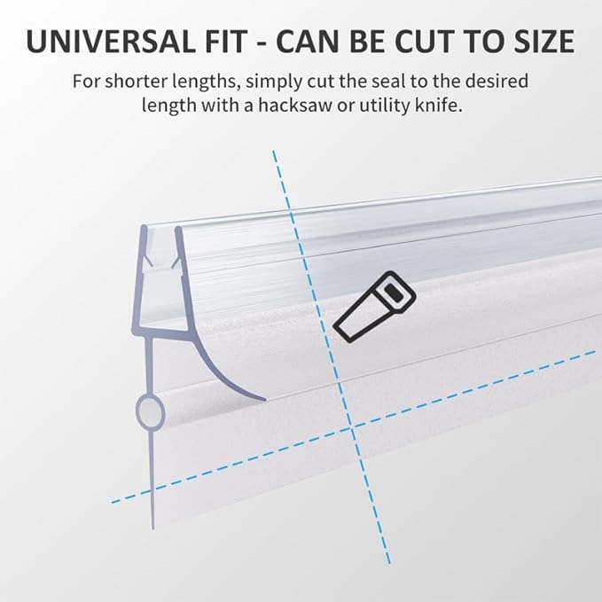 Frameless Shower Door Bottom Seal, 4 Pcs Shower Door Seal Strip for 5/16" Glass Shower Door Sweep, Stop Shower Leaks and Create a Water Barrier 31.5" Long Sweep
