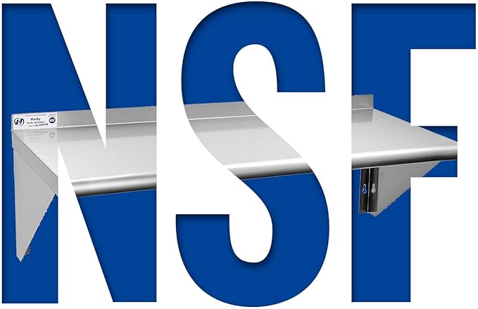 Hally Stainless Steel Shelf 14 x 48 Inches, 350 lb, Commercial Wall Mount Floating Shelving for Restaurant, Kitchen, Home and Hotel