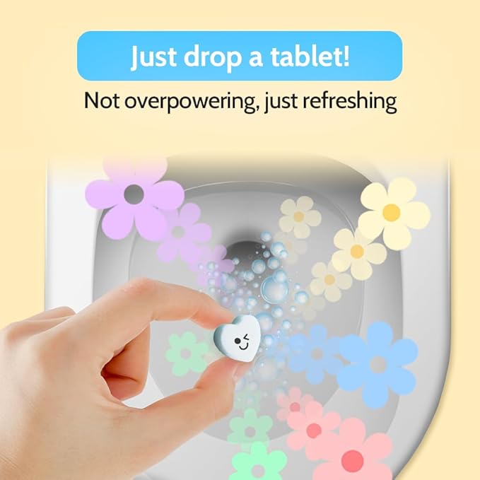 Effervescent Bathroom Air Freshener - Freesia - Toilet Deodorizer, Bathroom Odor Eliminator, Toilet Freshener, Flushable Air Freshener Toilet Tablets, 30 Count (Pack of 1)