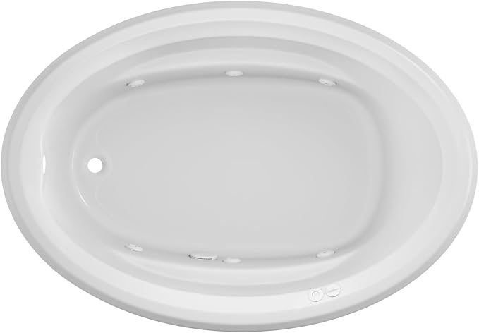 Jacuzzi SIGNATURE Acrylic Drop-In Bathtub, Jet Massage Tub, Slip Resistant, Left Drain Placement, 59" (L) x 41" (W), Oval, White