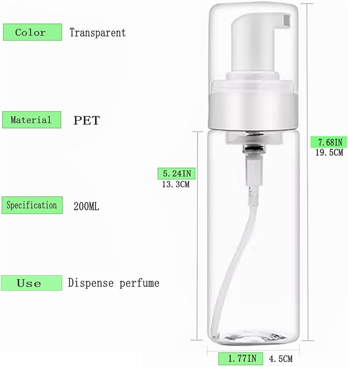 Foam Bottle Dispenser,2pcs 200ml/7OZ Foaming Pump Bottle Foam Soap Bottle Dispenser Transparent Empty Spray Bottles Foaming Hand Soap Dispenser Bottles Refillable Soap Dispenser
