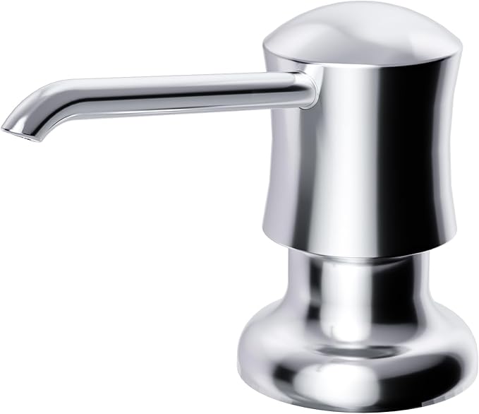 SAMODRA Built in Kitchen Sink Soap and Chrome Lotion Dispenser Built in Design for Counter Top with Large 12 OZ Liquid Soap Bottle