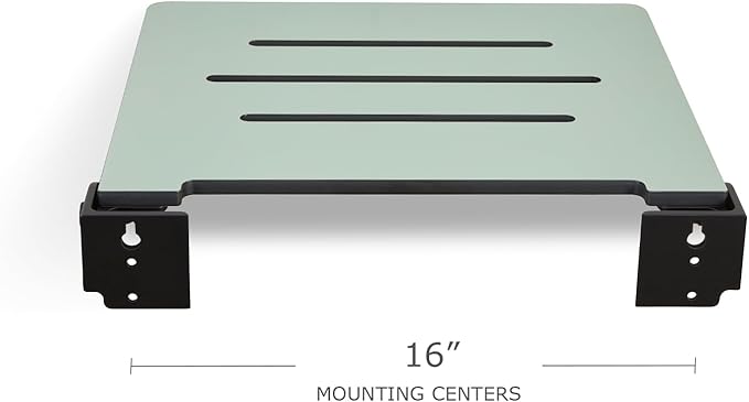 18 inch Silhouette Slimline Folding Wall Mount Shower Bench Seat, Sea Green Seat with Matte Black Frame