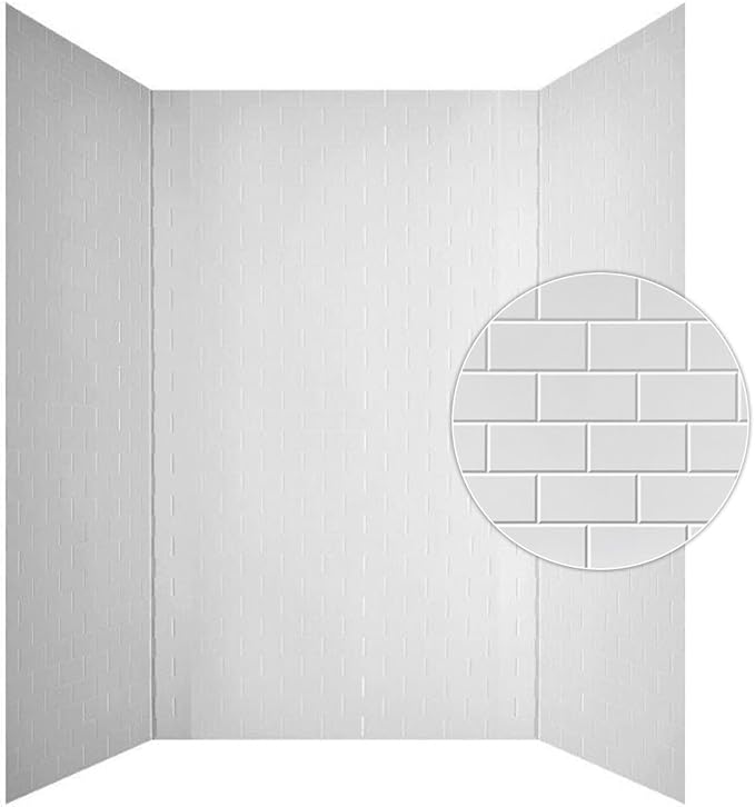 From Plain To Beautiful In Hours 133-WT-SUB-KIT Subway Tub and Shower Wall Panels Surround, Gloss White, 96 Square Feet
