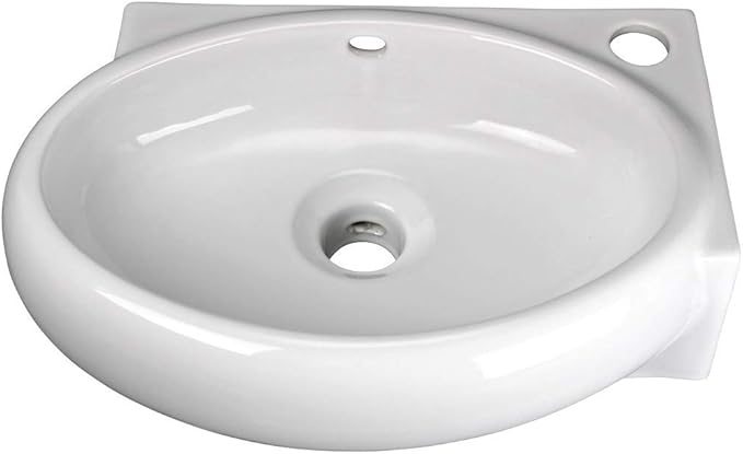 Renovators Supply Manufacturing Carlingwood Corner Wall Mounted Bathroom Sink 17 in. White Ceramic Oval Wall Hung Floating Vessel Sink with Overflow and Single Faucet Hole