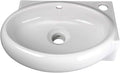 Renovators Supply Manufacturing Carlingwood Corner Wall Mounted Bathroom Sink 17 in. White Ceramic Oval Wall Hung Floating Vessel Sink with Overflow and Single Faucet Hole