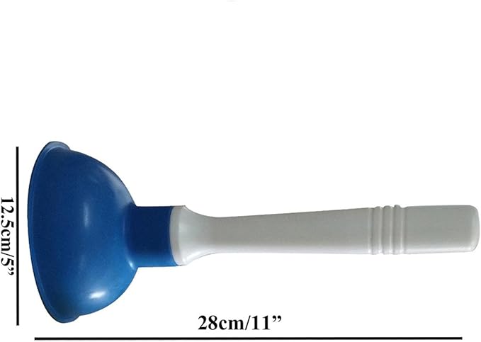 Coralpearl Drain Plunger, Small Hand Force Plumber Helper, Little 4 inch Cup Clog Remover, Tiny Rubber Unclogger in 9" Short Handle for Kitchen Sink, Bathroom Toilet, Shower Bath Tub (Blue)