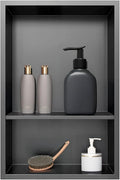 Shower Niche,12 * 18 Stainless Steel Elegant Bathroom Niche, No Tile Needed Recessed Shower Shelf Organizer for Storage,Grey