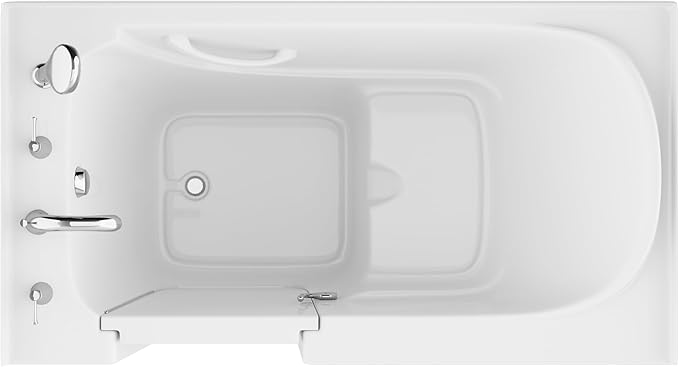ANZZI Tubs Series Slip Resistant Textured Flooring Left Drain Quick Fill Walk-In Soaking Tub in White Finish 32 in. x 60 in. | AMZ3260LWS