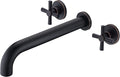 SUMERAIN Wall Mount Tub Filler Oil Rubbed Bronze High Flow Bathtub Faucet Long Spout with Rough in Valve, Two Cross Handles
