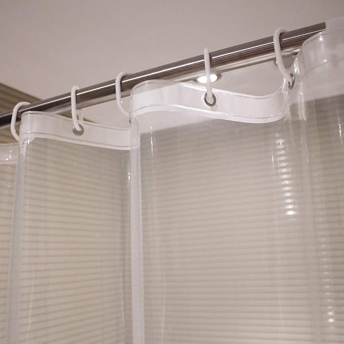AooHome Extra Long Clear Shower Curtain Liner, 8 Gauge Eva Heavy Duty Classic Shower Liner with Hooks, Bottom Magnets, Water Repellent, Rust Proof Grommets, 72x86 Inches