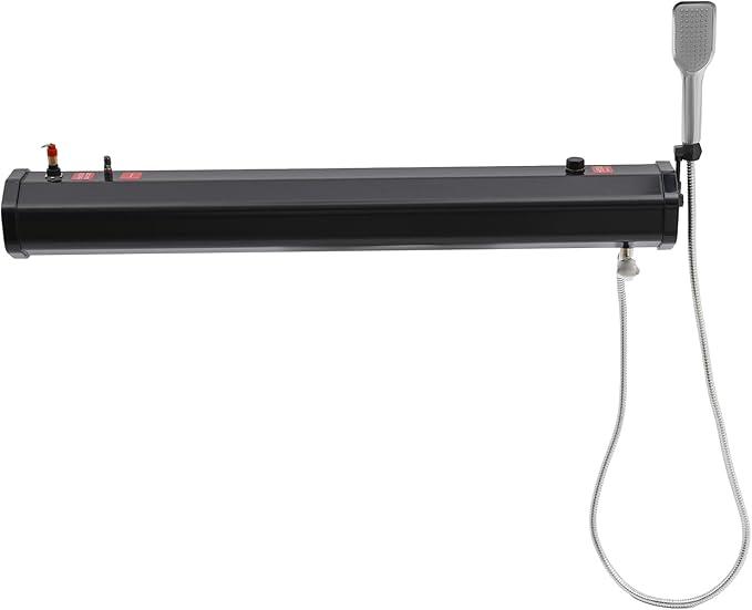 Pressurized Water Tank Portable Roof Rack Water Tank Over-Landing Pressurized Water Tank on Off-Road Vehicle with Shower, Hose & Storage Bag for Camping, Water Storage