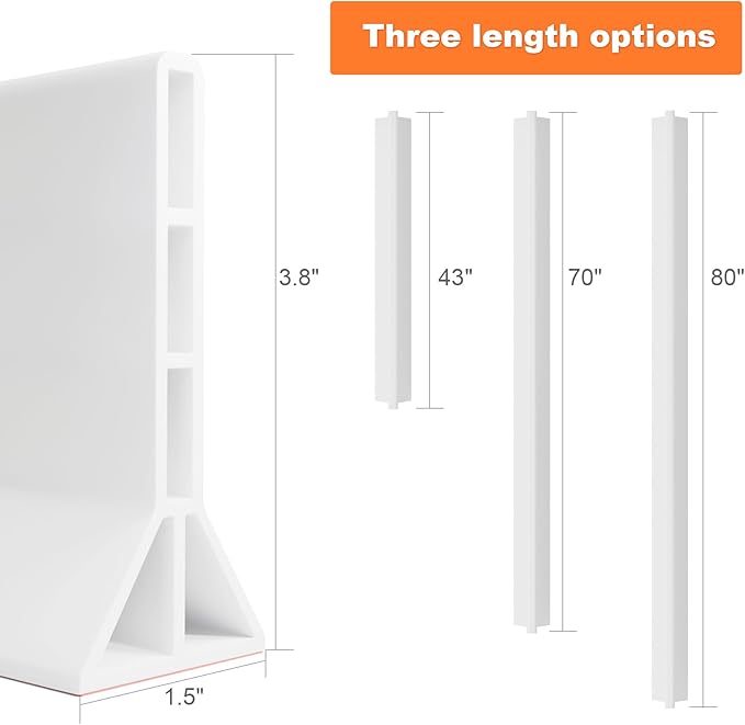 3.8'' High Shower Threshold Water Dam Collapsible Shower Water Splash Guard for Shower Water Blocker for Wet and Dry Separation Bathroom and Kitchen (80 Inch)