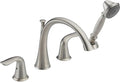Delta Faucet Lahara Roman Tub Faucet Set with Hand Shower - T4738-SS - Bathtub Trim Kit with Tub Faucet, Handles & Hand Shower - Stainless (Valve Sold Separately)