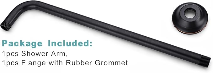 BESTILL 16 Inch L-Shaped Shower Head Extension Arm, Shower Arm and Flange Included, Oil Rubbed Bronze