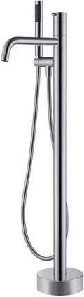 Freestanding Bathtub Faucet Floor Mount Tub Filler Chrome Brass Single Handle Bathroom Faucets with Hand Shower