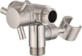 PDPBath Solid Brass 3 Way Shower Arm Diverter Valve with Handheld Holder for Dual Shower Heads with G1/2 Universal Connection - Brushed Nickel