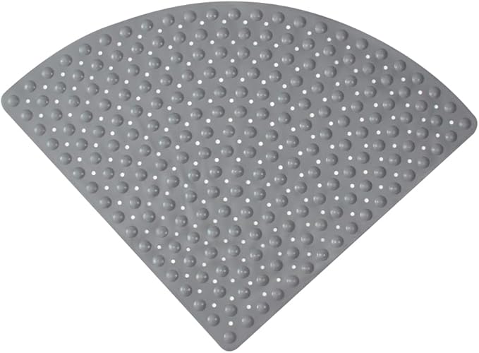 Mrcrypos Corner Shower Mats 25.5 x 25.5 Inches Bath Mat with Suction Cups and Drain Holes, Quick Dry Anti Slip Bathmat Machine Washable Shower Stall Mats for Bathroom, Gray