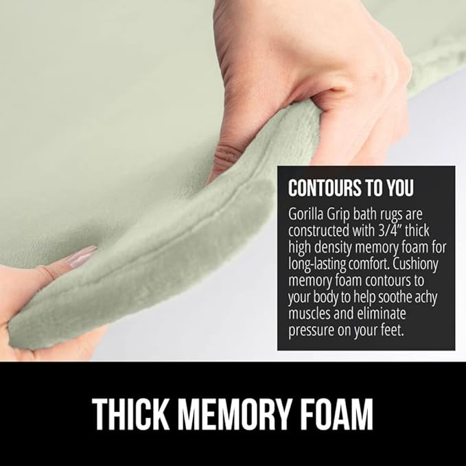 GORILLA GRIP Memory Foam Bath Mat, Soft Absorbent Velvet Bathroom Mats, Durable Dots on Underside, Machine Washable Bathmat, Carpet Rug Room Decor for Shower Tub Floor RV, 60x24 Rugs, Sage