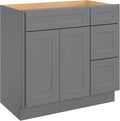 ROOMTEC Bathroom Cabinet, 36'' Free Standing Bathroom Vanity with 3 Right Drawers and 1 Door,Soft-Close Drawer Slides Morden Bathroom Sink Vanity Storage Cabinet, Shaker Gray