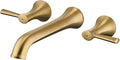 Wall Mount Tub Filler Roman Tub Faucet Brushed Gold Brass Bathtub Faucets with 2 Handles