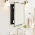 TEHOME Brush Nickel Metal Framed Recessed Bathroom Medicine Cabinet with Mirror Rectangle Tilting Beveled Vanity Mirrors for Wall 16 x 24 inches