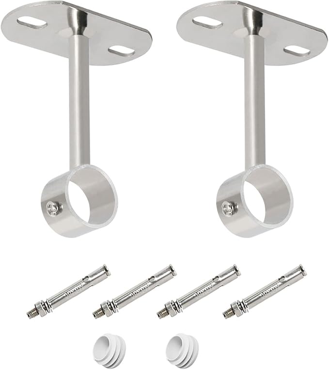 2Pcs ID25mm (1"), L100mm, Clothes Rail mounting Bracket, Shower Curtain Closet tie Rod Support Frame, Curtain Rod Flange Socket, Suitable for Ceiling or Wall mounting