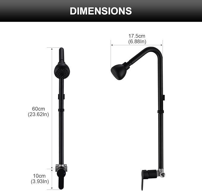 Outdoor Shower System, Matte Black Single Handle Outdoor Shower Faucet with High Pressure Shower Head and Valve for yard(Garden Hose Adapters Included)