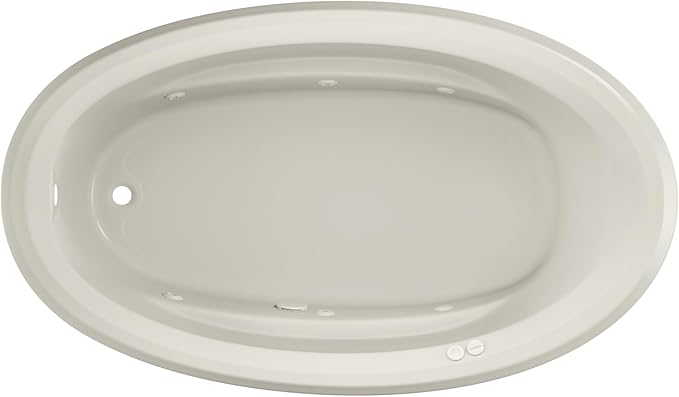 Jacuzzi SIGNATURE Acrylic Drop-In Bathtub, Jet Massage Tub, Slip Resistant, Left Drain Placement, 72" (L) x 42" (W), Oval, Oyster