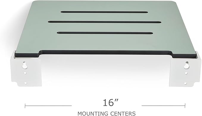 18 inch Silhouette Slimline Folding Wall Mount Shower Bench Seat, Sea Green Seat with White Frame