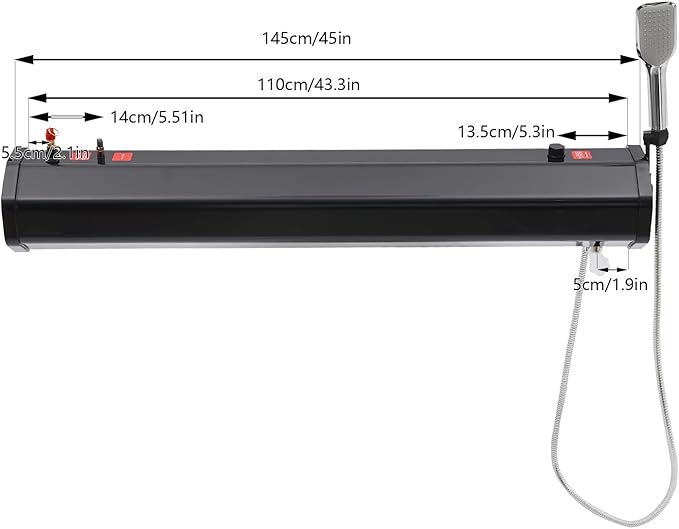 TFCFL 7.93 Gallon Roof Rack Mount Road Shower, High Pressure Outdoor Camping Shower with Long Hose, Portable Camping Solar Shower for Camping, Hiking, Beach, Pet & Gear Cleaning, Black