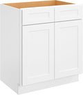 ROOMTEC Bathroom Cabinet, 30'' Free Standing Single Bathroom Vanity with 2 False Drawers and 2 Doors,Morden Bathroom Sink Vanity Storage Cabinet, Shaker White